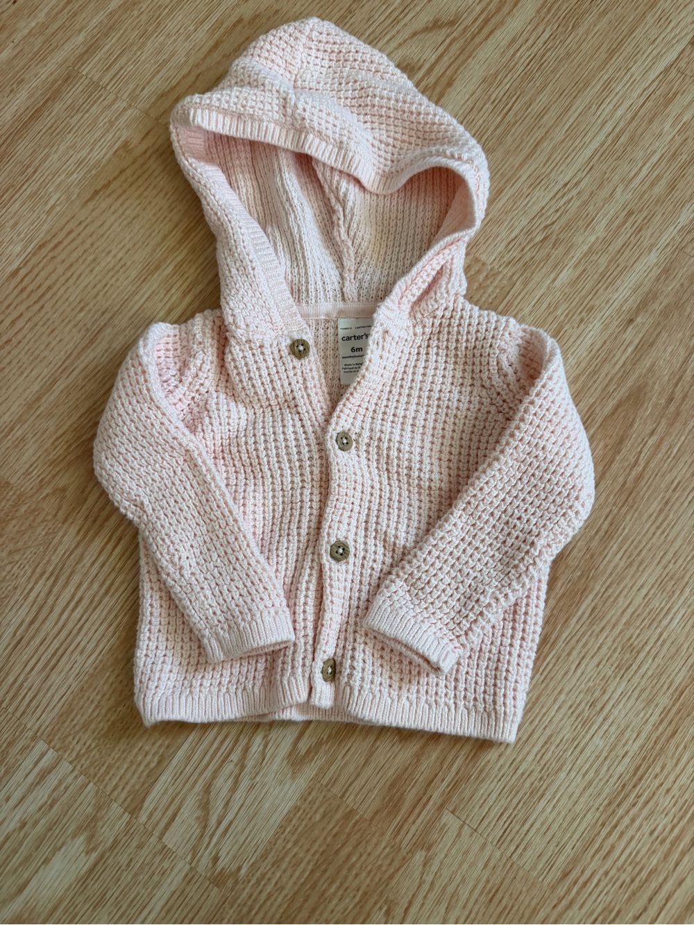 Carter's Pink Knit Hooded Baby Cardigan